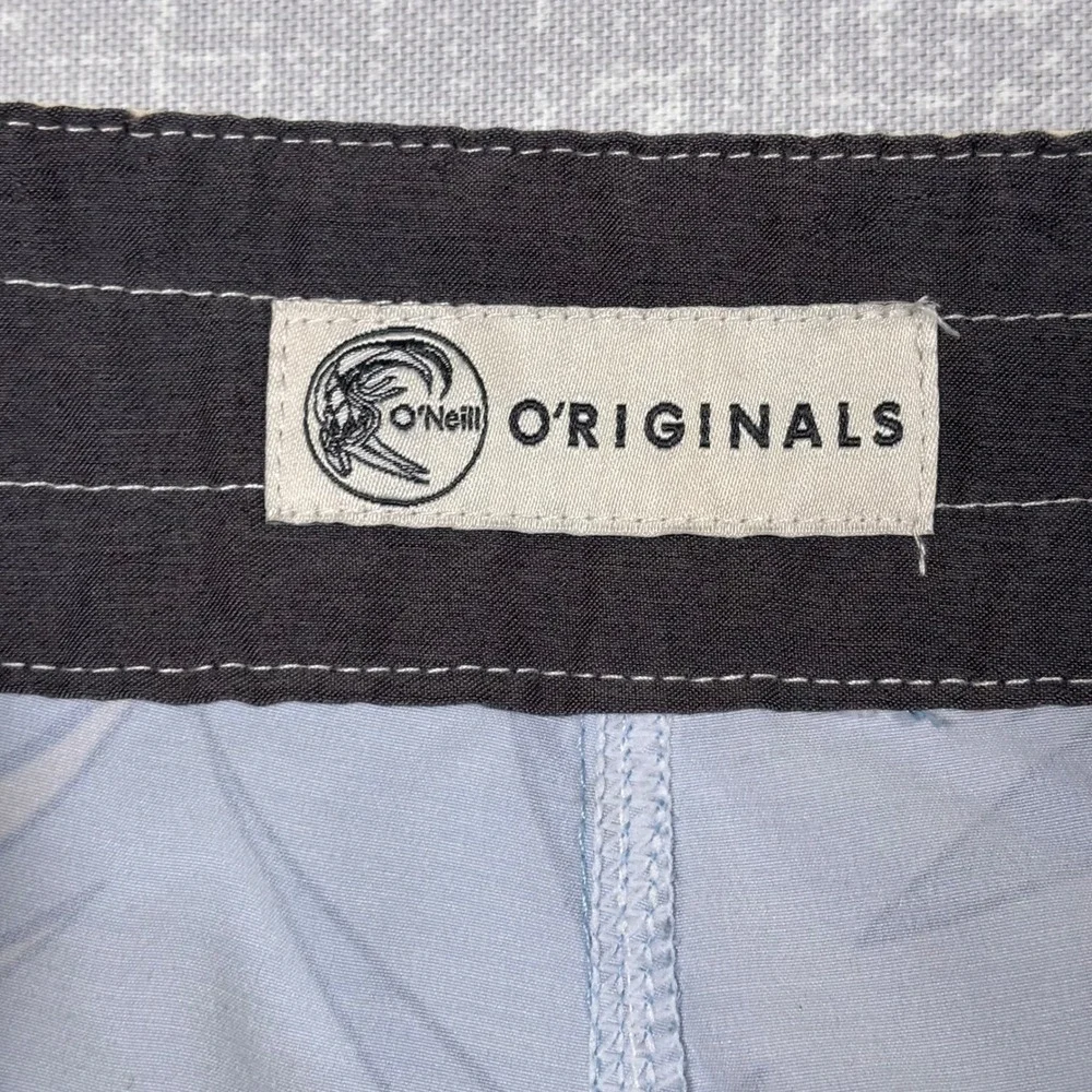 Lot of 2 O'Neill Mens Board Shorts Size 30 Blue Floral & Red Striped Swim Trunks
